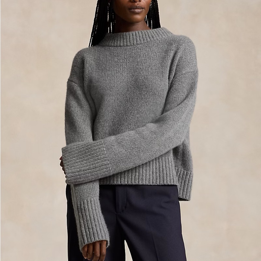 NEW Polo Ralph Lauren 100% Cashmere Knit Sweater in Grey